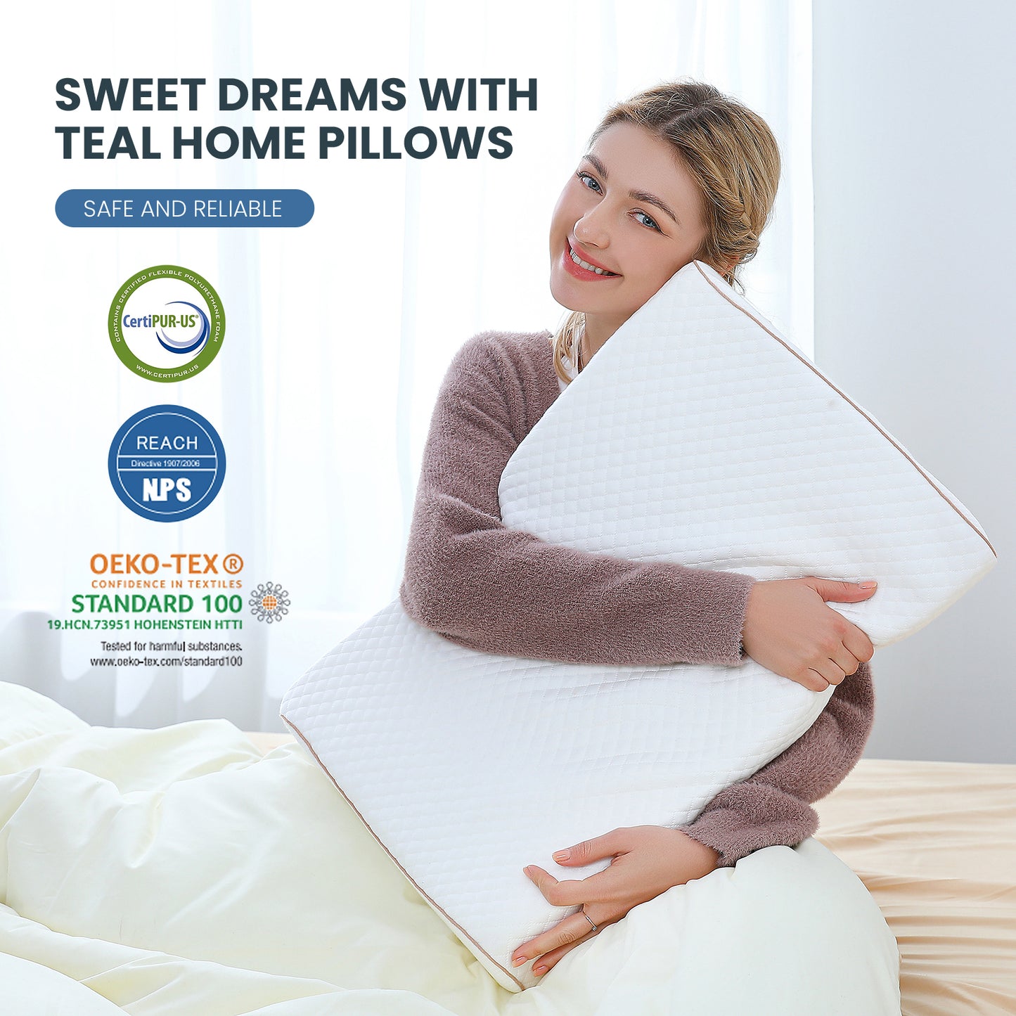 Tealhome Cervical Memory Foam Ergonomic Bed Pillow T227
