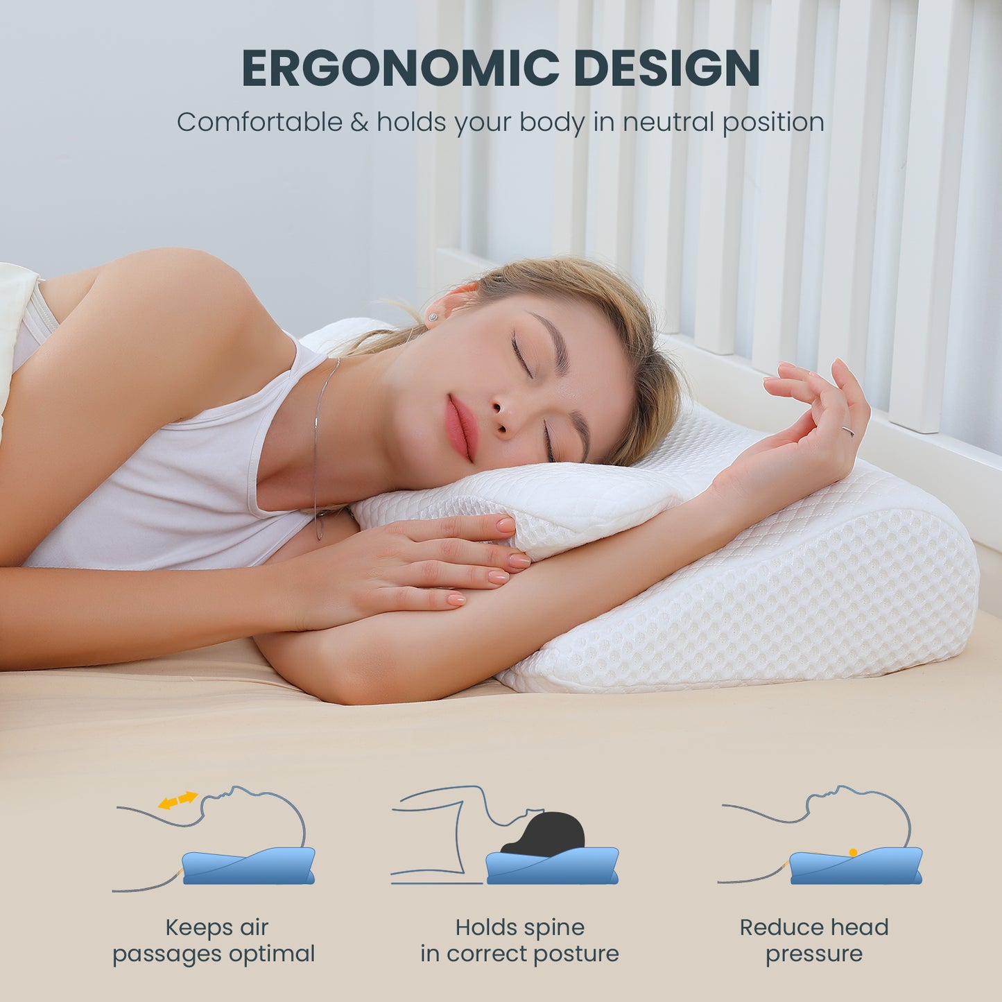 Tealhome Cervical Memory Foam Ergonomic Orthopedic Neck Support Pillow T257