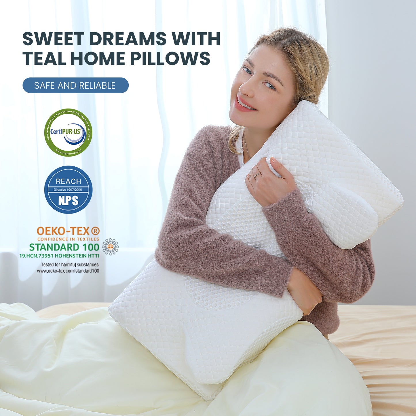 Tealhome Cervical Memory Foam Ergonomic Orthopedic Neck Support Pillow T257