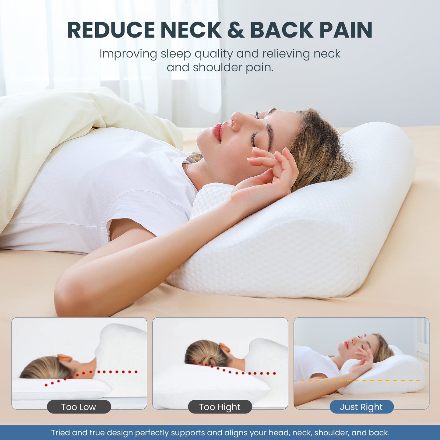 Tealhome Cervical Memory Foam Neck Support Pillow T256