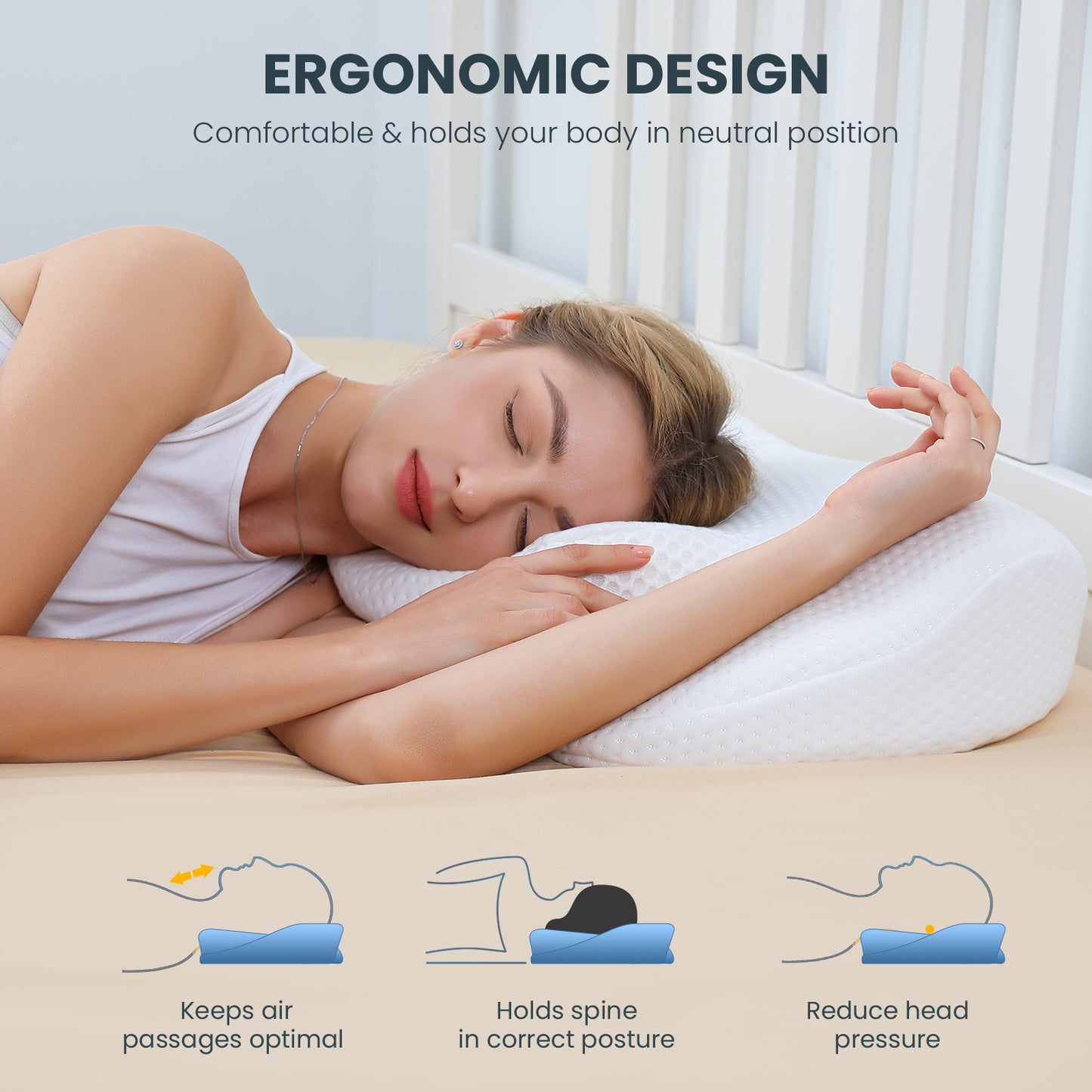 Tealhome Cervical Memory Foam Neck Support Pillow T256