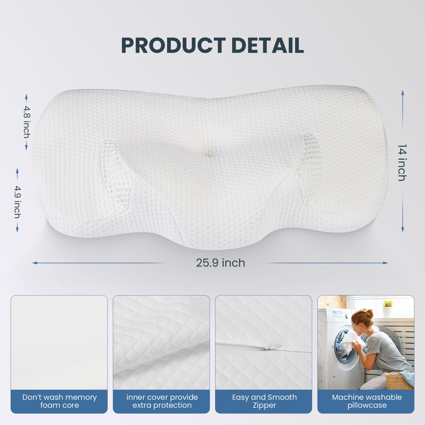 Tealhome Cervical Memory Foam Neck Support Pillow T256